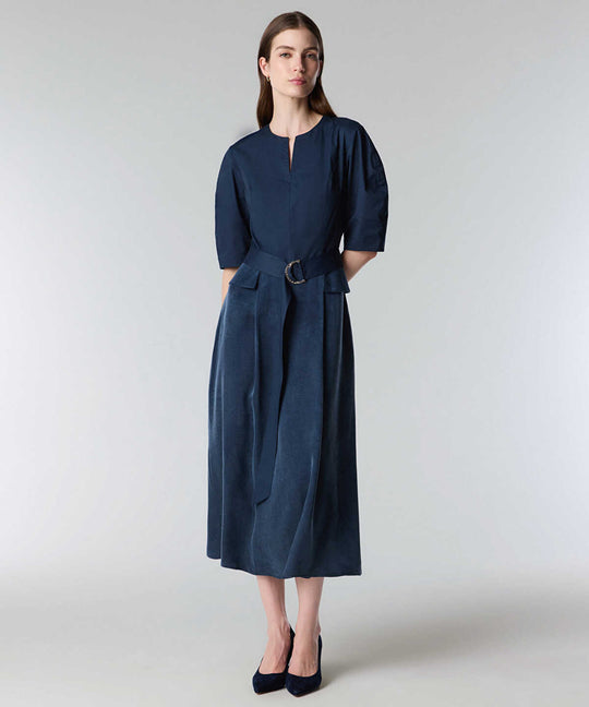 Mixed Media Belted Dress