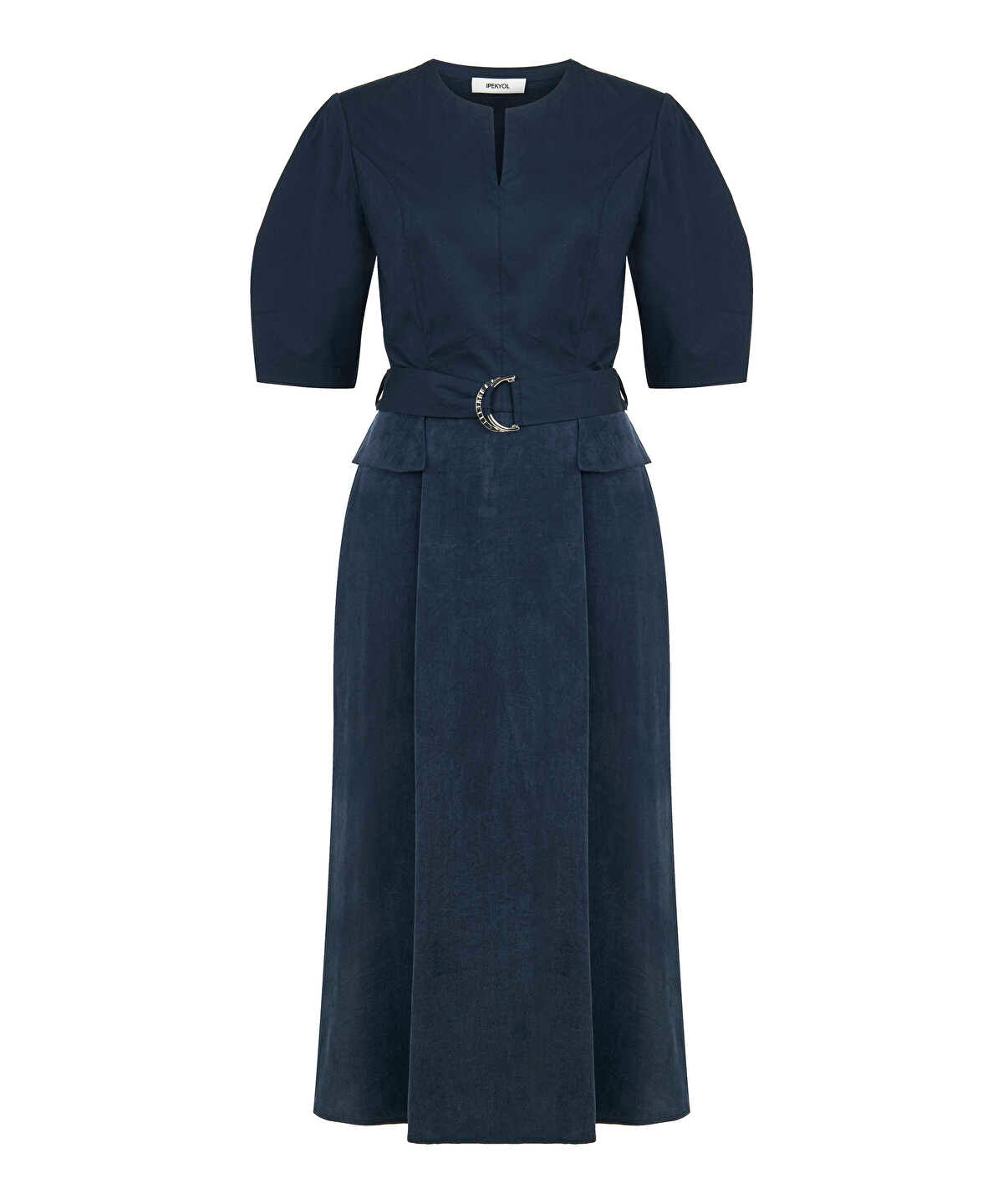 Mixed Media Belted Dress