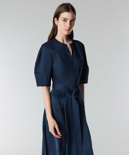 Mixed Media Belted Dress