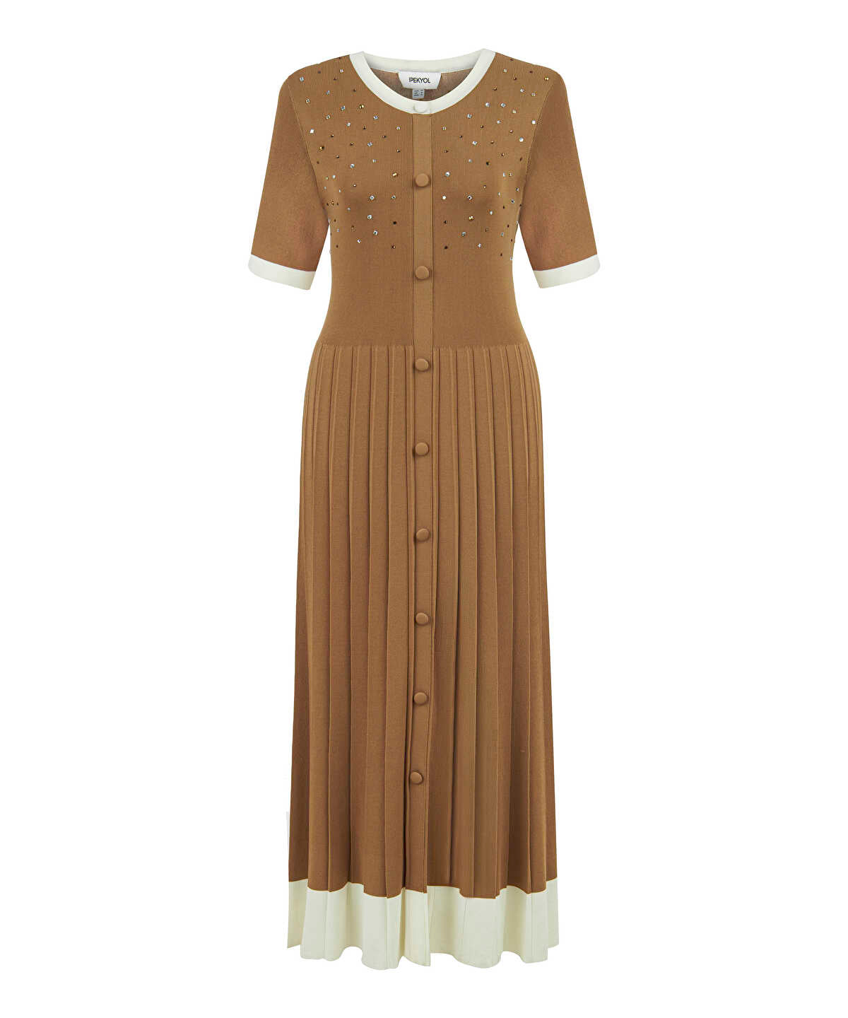 Zoomed Rhinestone Embellished Knit Dress