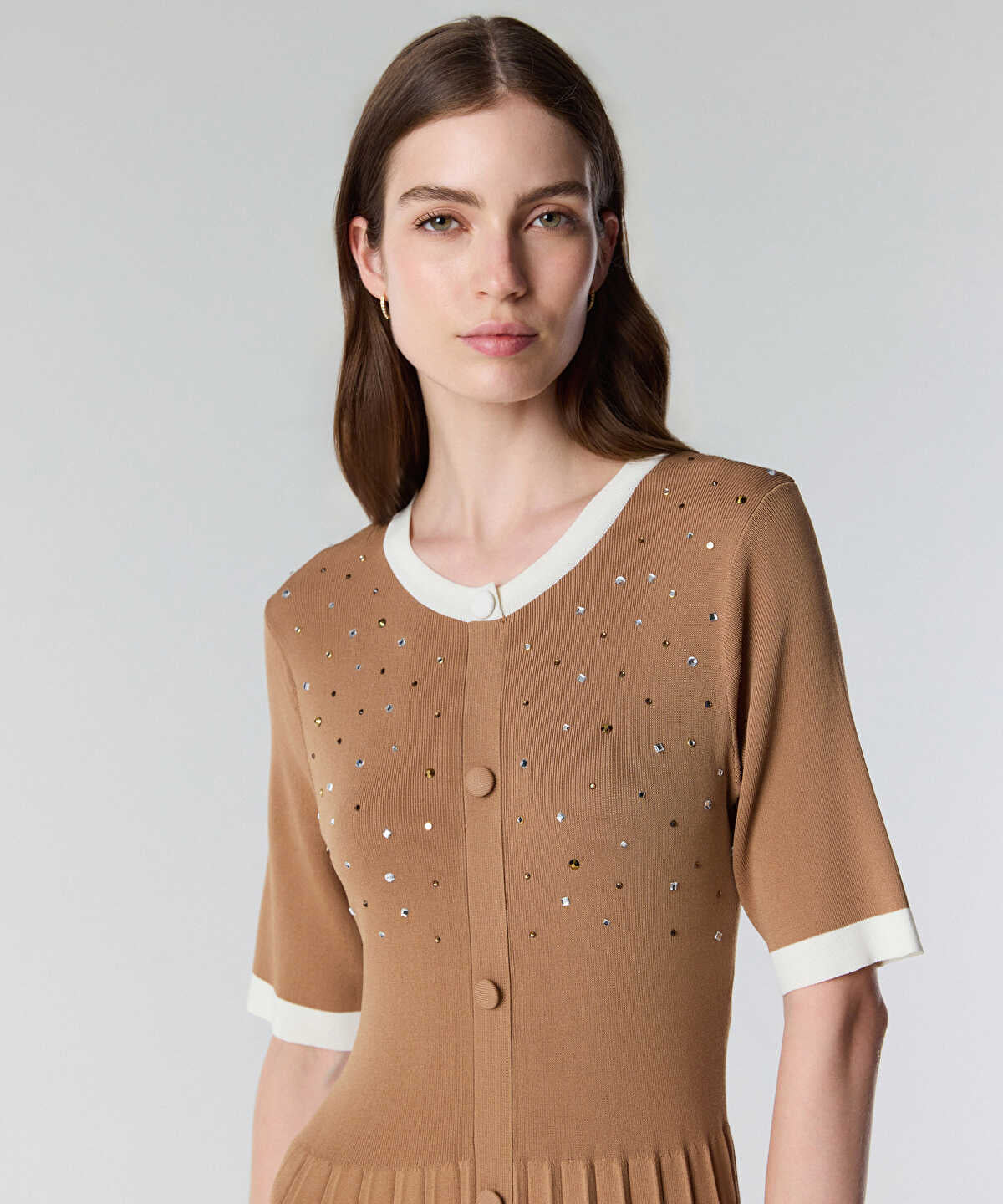 Rhinestone Embellished Knit Dress