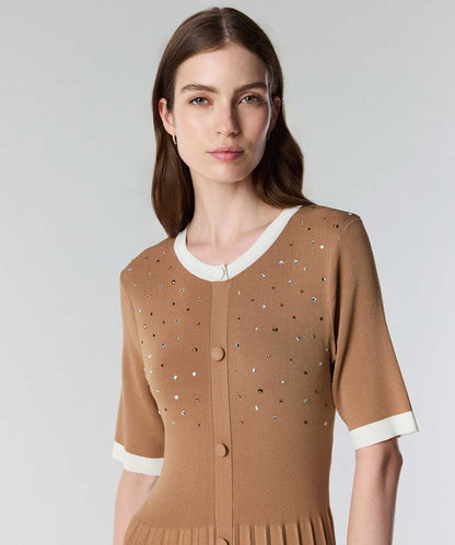 Rhinestone Embellished Knit Dress
