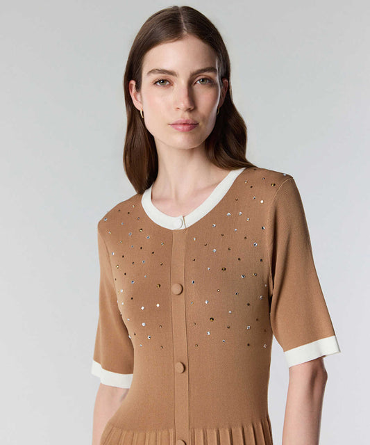 Rhinestone Embellished Knit Dress