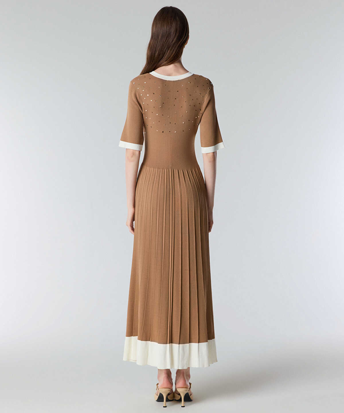 Zoomed Rhinestone Embellished Knit Dress
