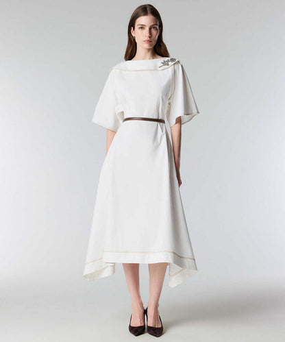 Embellished Neck Belted Dress
