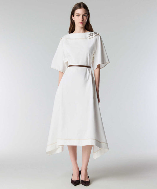 Embellished Neck Belted Dress