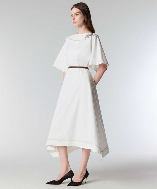 Embellished Neck Belted Dress
