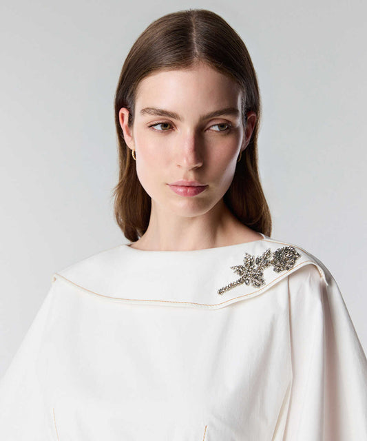 Embellished Neck Belted Dress