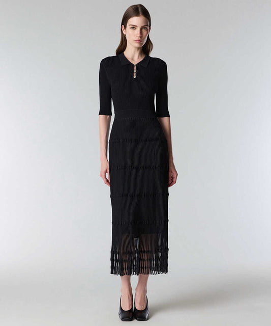 Ribbed Polo Knit Dress
