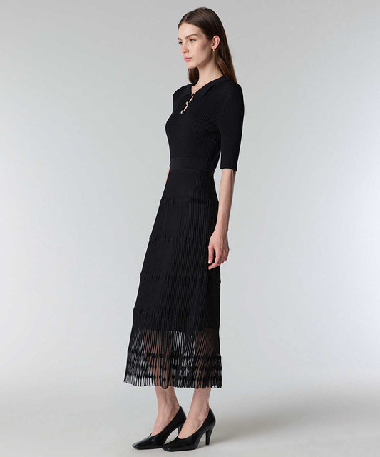 Ribbed Polo Knit Dress