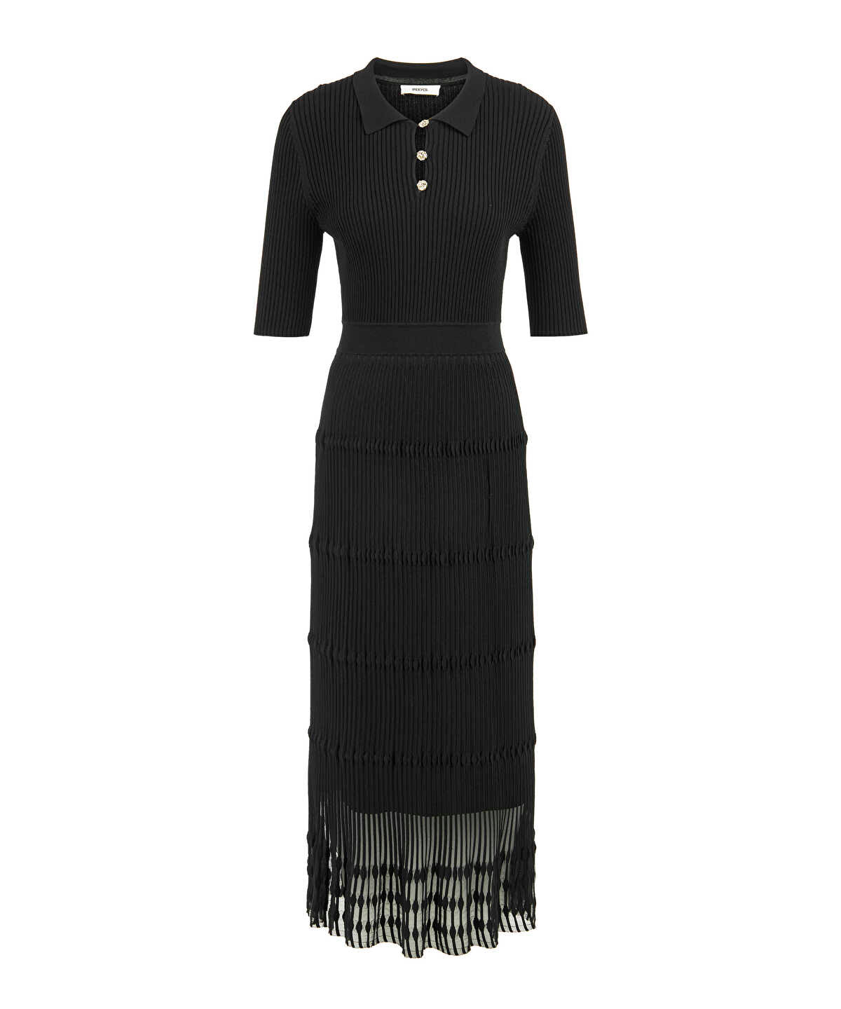Zoomed Ribbed Polo Knit Dress