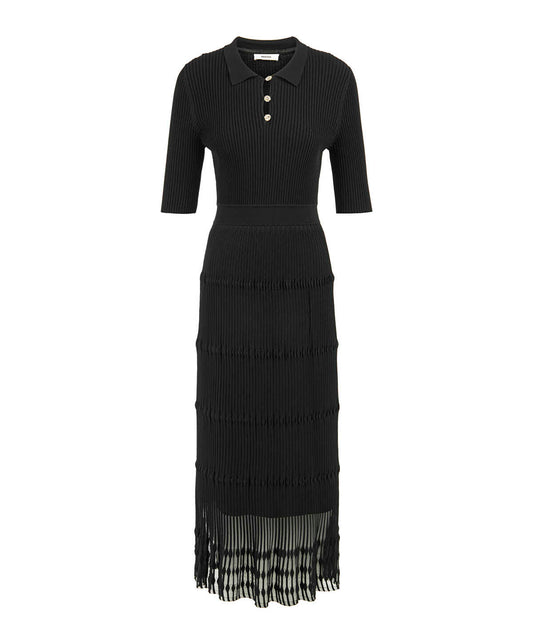 Ribbed Polo Knit Dress