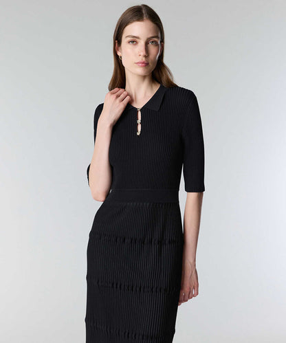 Ribbed Polo Knit Dress