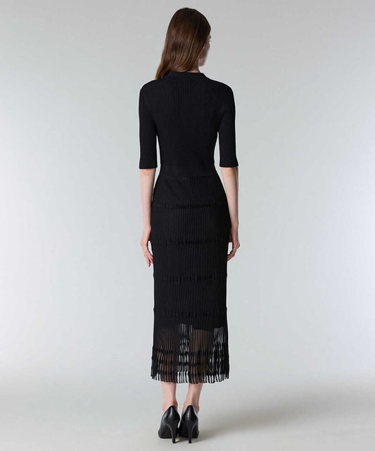 Ribbed Polo Knit Dress