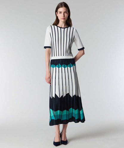 Color-Block Jacquard Knit Dress