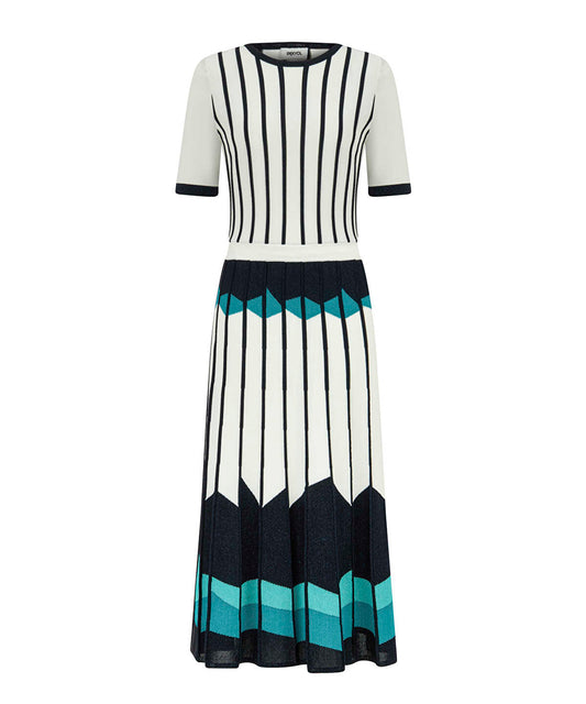 Color-Block Jacquard Knit Dress