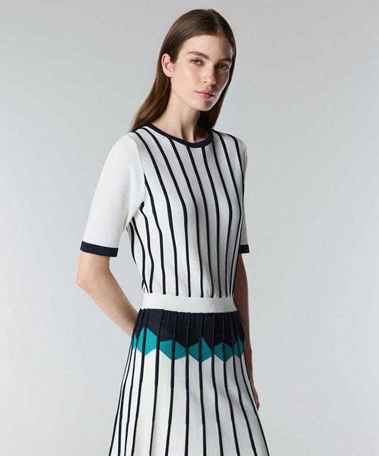 Color-Block Jacquard Knit Dress
