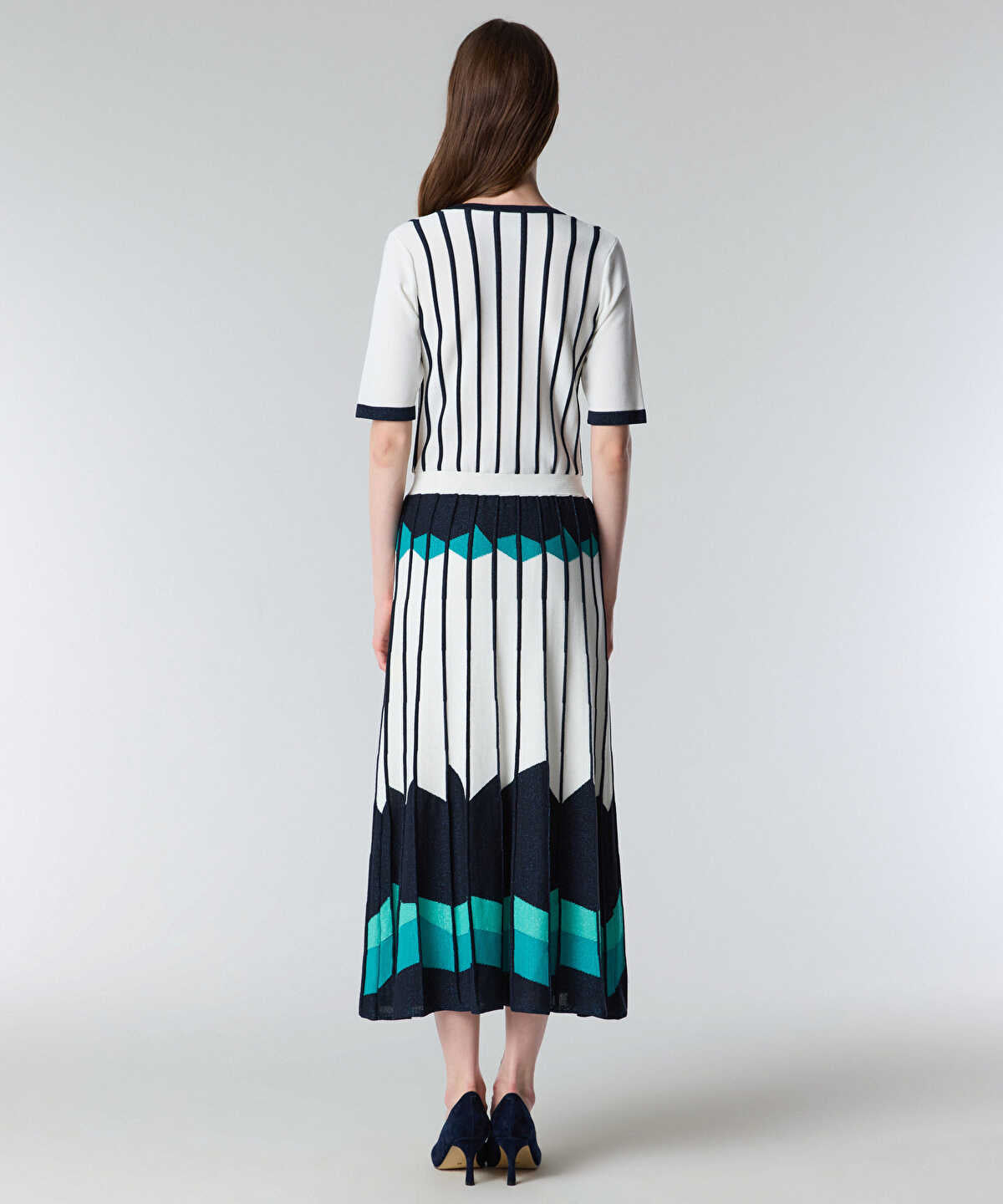 Color-Block Jacquard Knit Dress