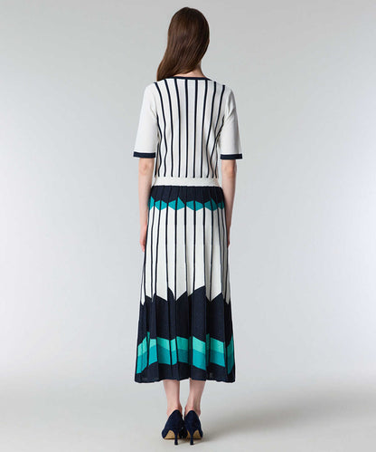 Color-Block Jacquard Knit Dress
