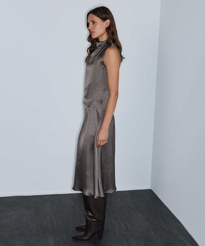 Cowl-Neck Midi Dress