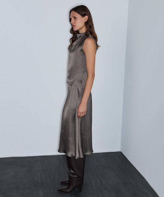 Cowl-Neck Midi Dress