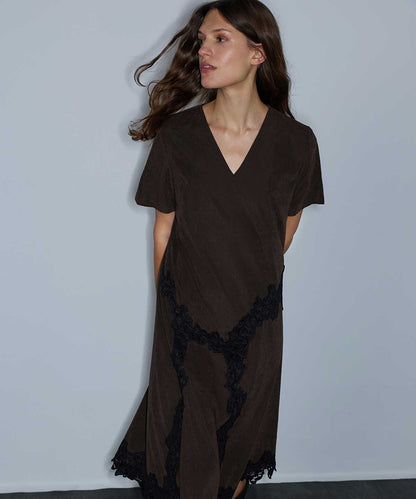 Lace-Trim V-Neck Dress