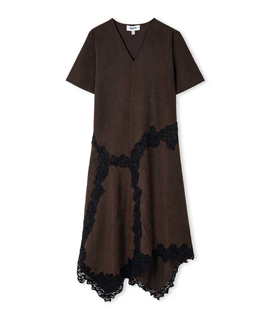 Lace-Trim V-Neck Dress