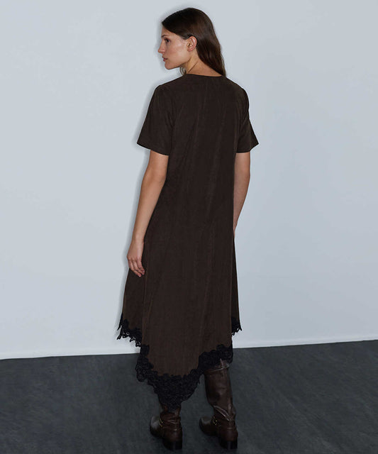 Lace-Trim V-Neck Dress