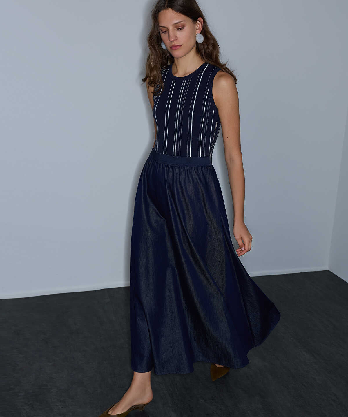 Two-Piece Effect Midi Dress