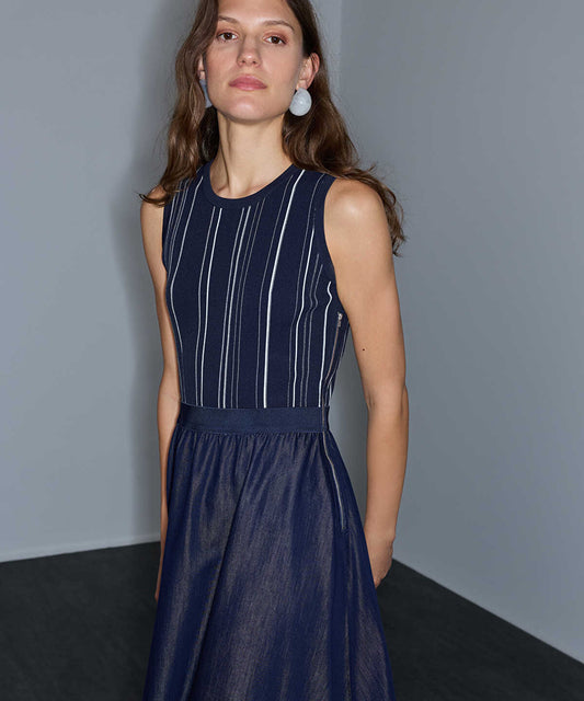 Two-Piece Effect Midi Dress