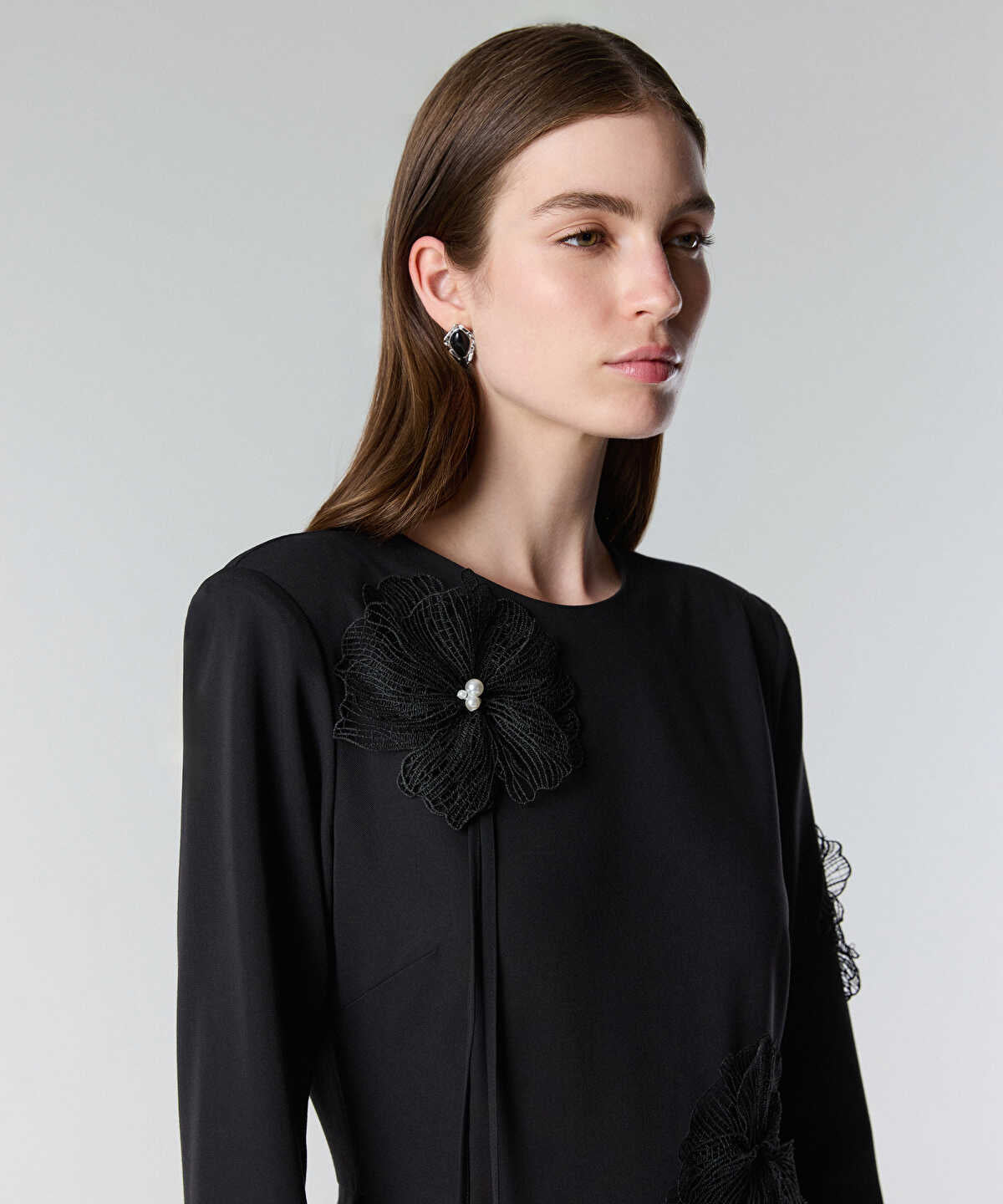 Zoomed Floral Applique Dress