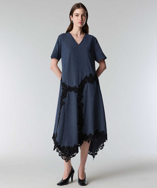 Lace Trim Cupro Dress