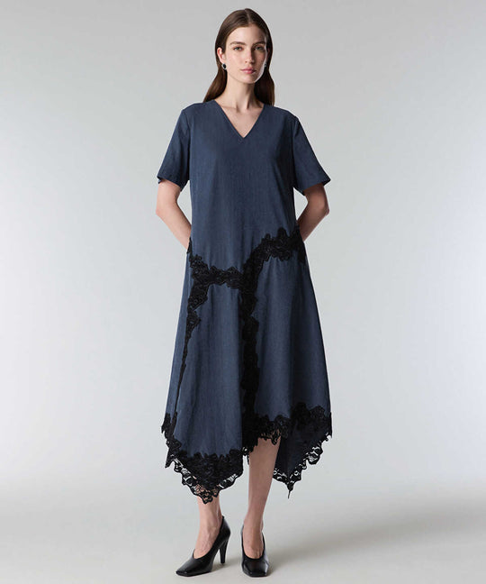 Lace Trim Cupro Dress