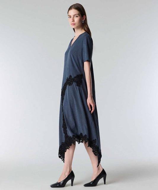 Lace Trim Cupro Dress