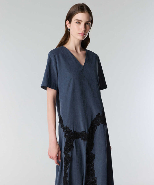 Lace Trim Cupro Dress
