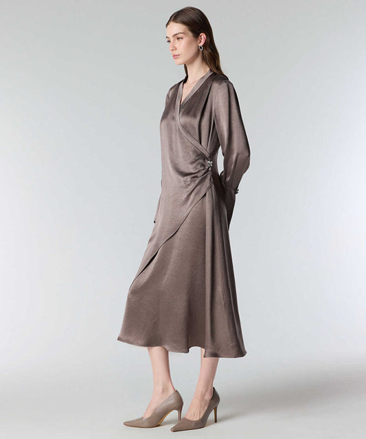 Shiny Finish Wrap Dress
