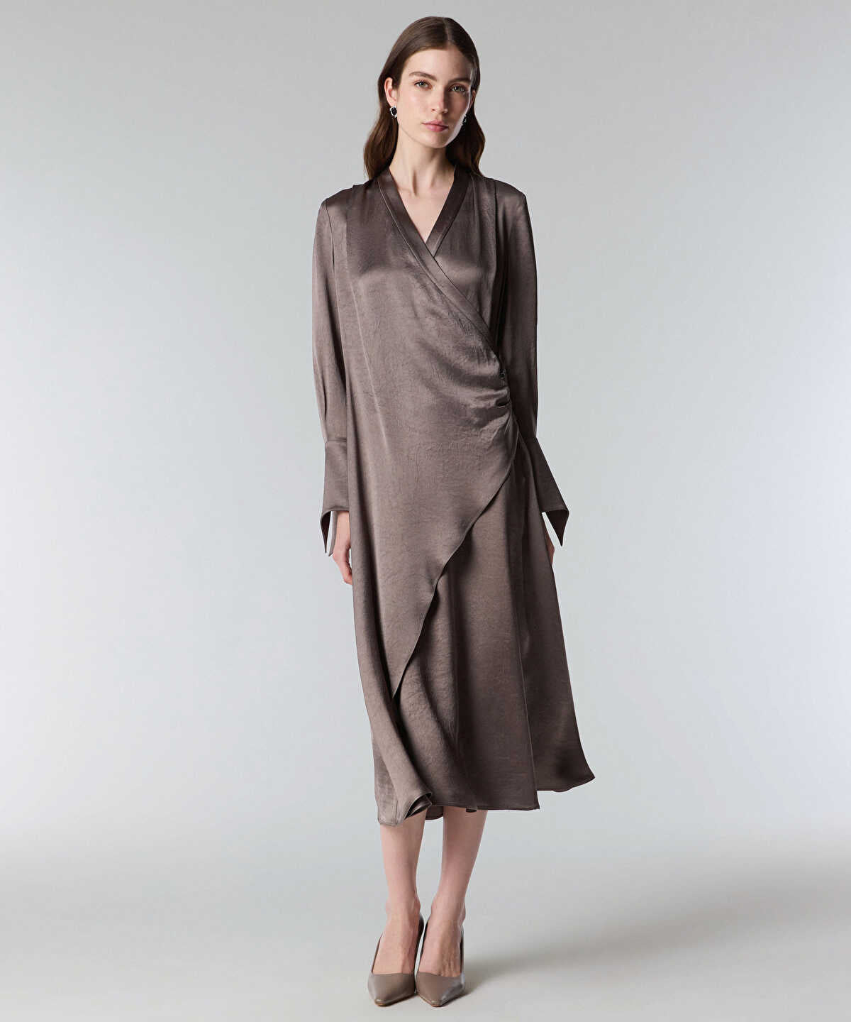 Shiny Finish Wrap Dress