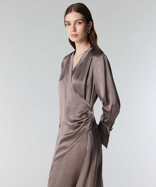 Shiny Finish Wrap Dress