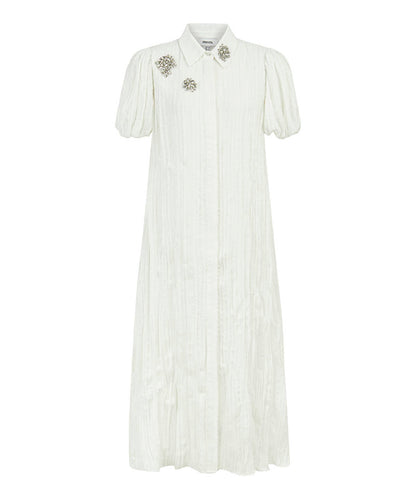 Crinkle Effect Embroidered Dress