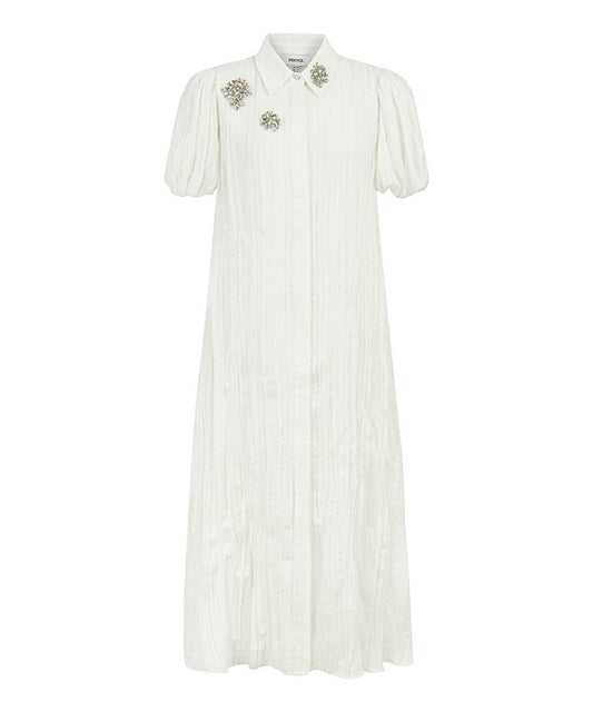 Crinkle Effect Embroidered Dress