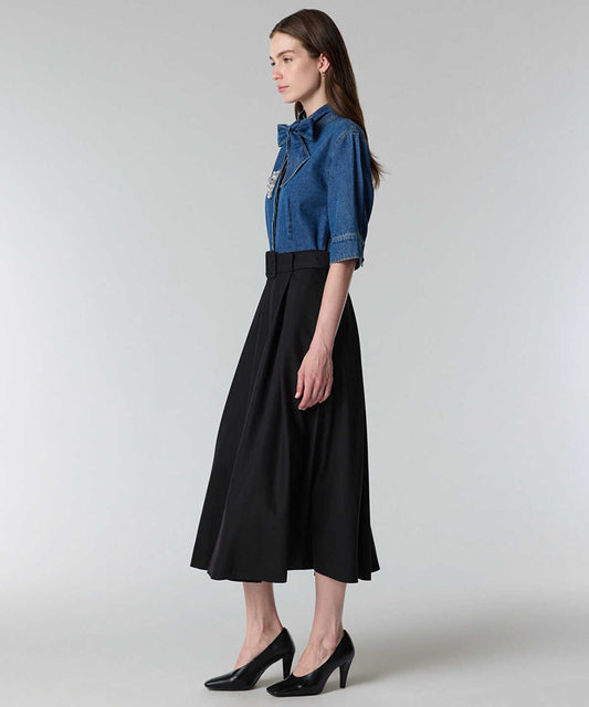 Tie Neck Mixed Media Dress
