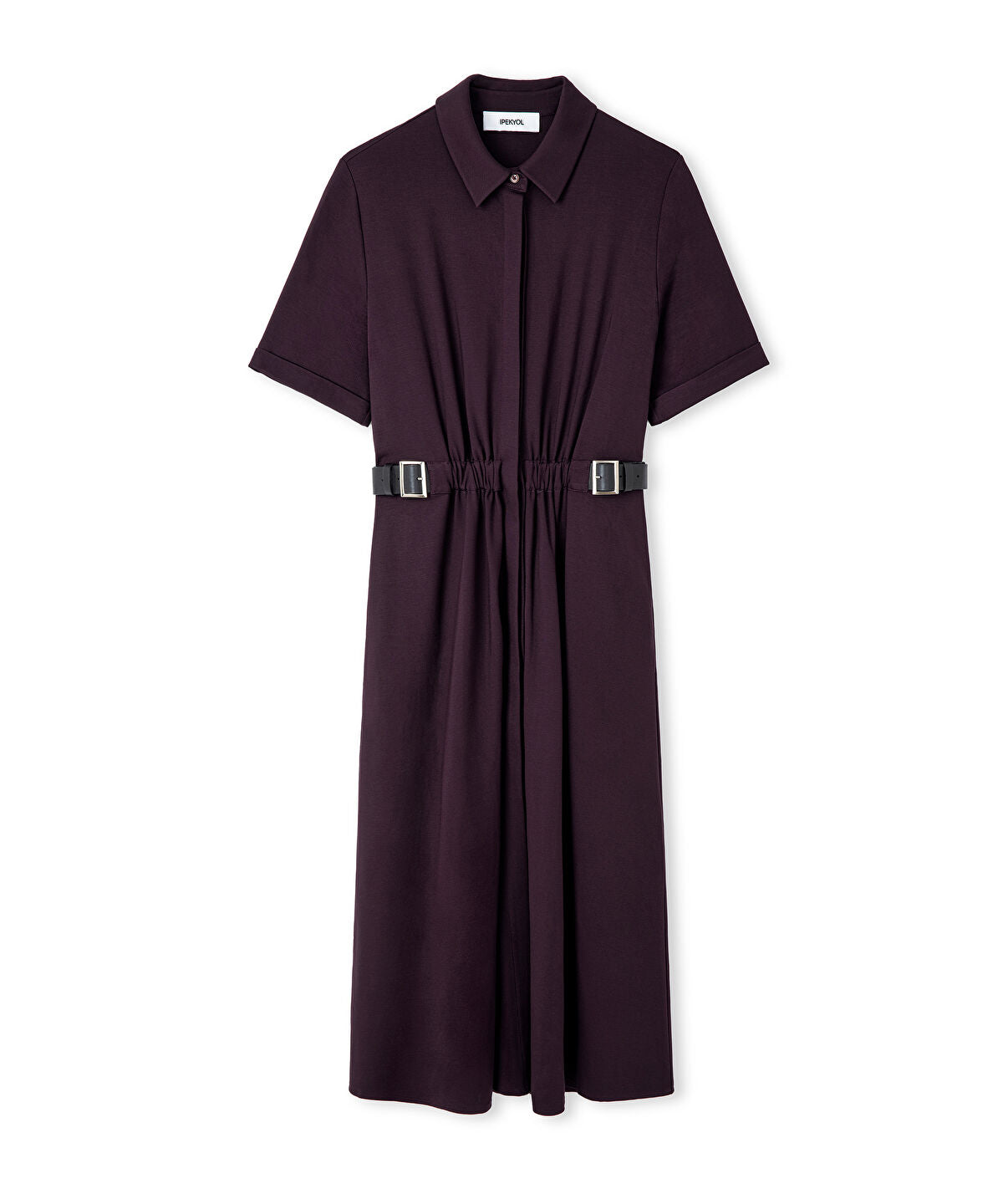 Dual-Buckle Belted Shirt Dress