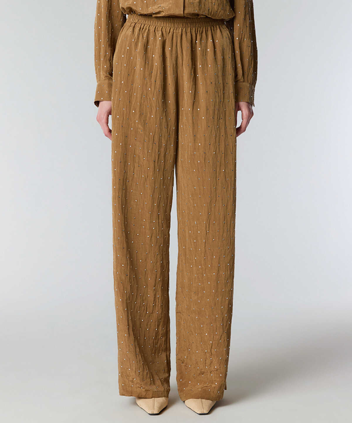 Zoomed Rhinestone Embellished Trousers