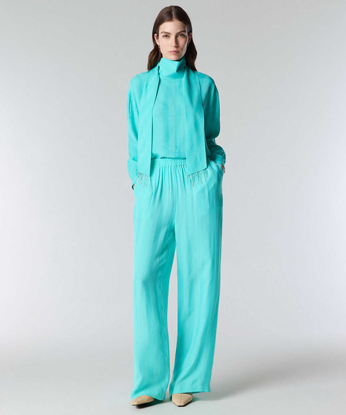 Zoomed Jacquard Cupro Trousers