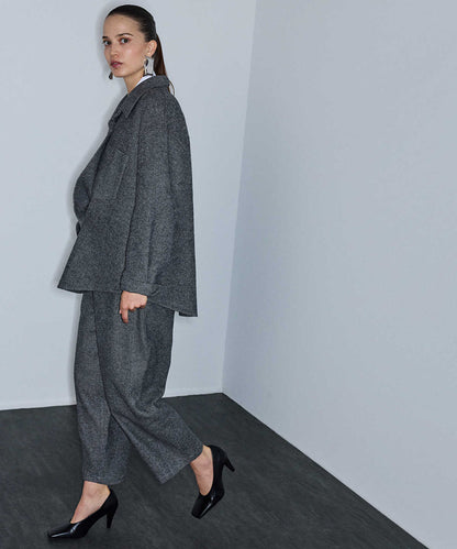 Wool-Blend Barrel Trousers