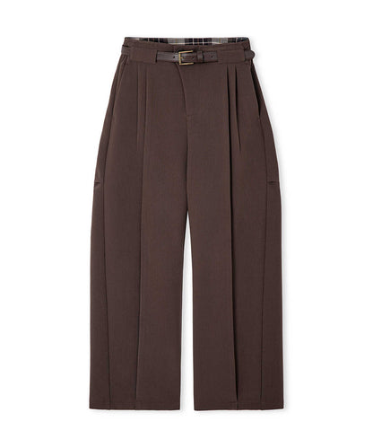 Barrel-Fit Belted Trousers