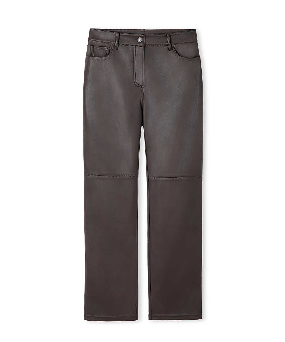 Leather-Effect Wide-Leg Trousers