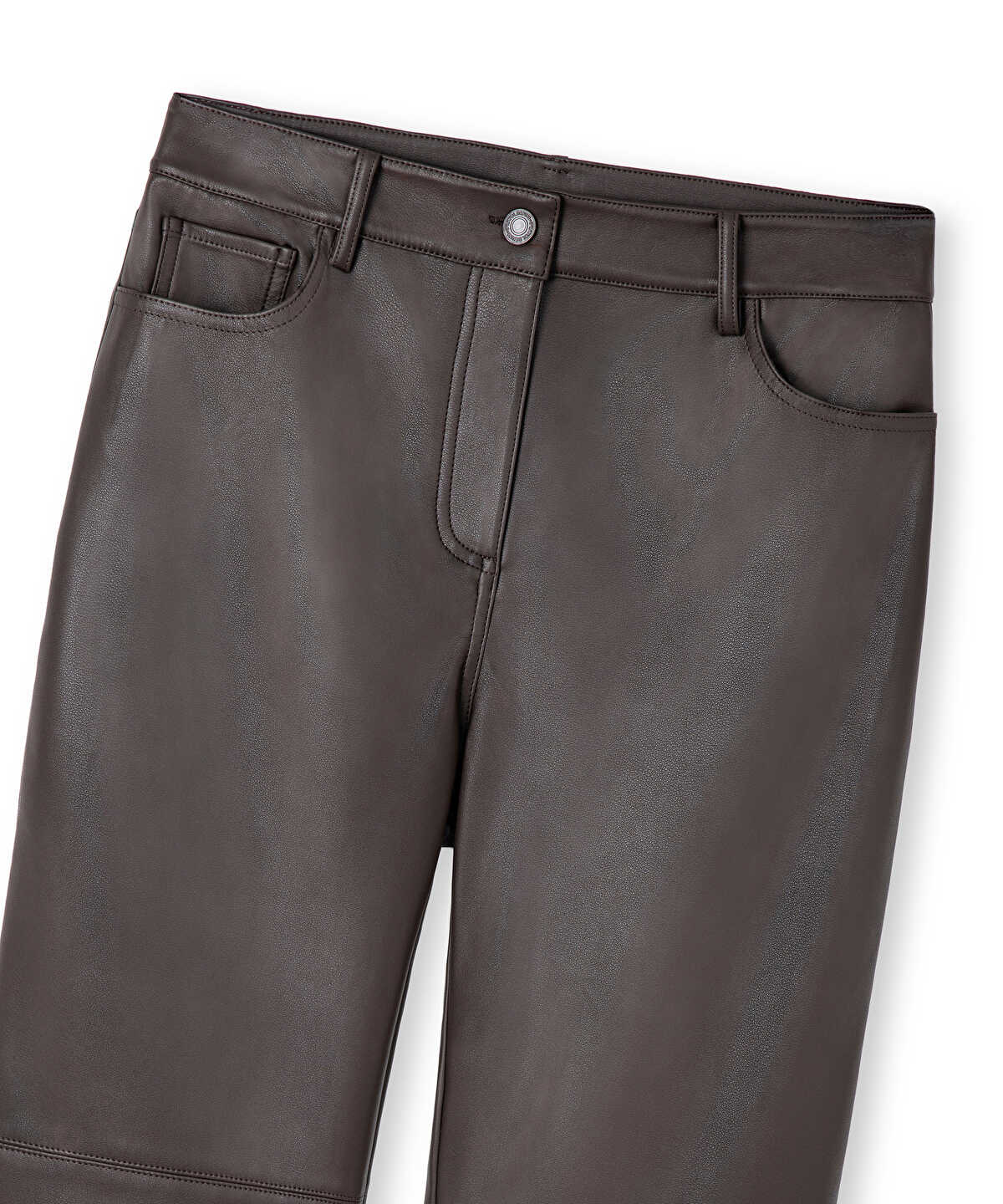 Zoomed Leather-Effect Wide-Leg Trousers