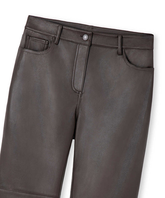 Leather-Effect Wide-Leg Trousers