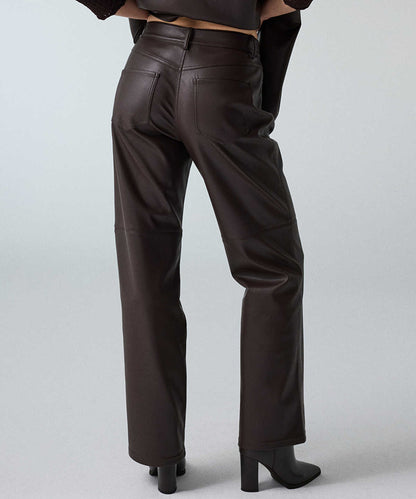 Leather-Effect Wide-Leg Trousers